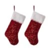 Glitzhome® 21" Red Sequin Stocking, Set Of 2 2 Glitzhome® 21" Red Sequin Stocking, Set Of 2 -Christmas Designers Store D479582S 1