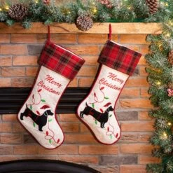 Glitzhome® 21" Merry Christmas Dachshund Stocking, Set Of 2 14 Glitzhome® 21" Merry Christmas Dachshund Stocking, Set Of 2 -Christmas Designers Store D479584S 3