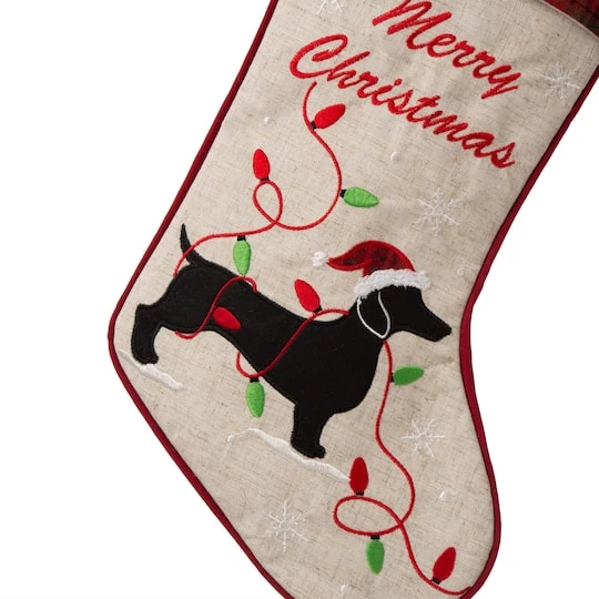 Glitzhome® 21" Merry Christmas Dachshund Stocking, Set Of 2 7 Glitzhome® 21" Merry Christmas Dachshund Stocking, Set Of 2 - Image 5