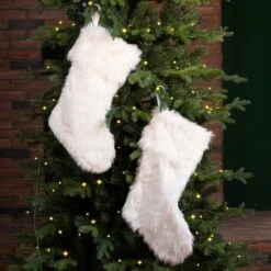 Glitzhome® 21" White Plush Stockings, 2ct. 13 Glitzhome® 21" White Plush Stockings, 2ct. -Christmas Designers Store D479593S 3