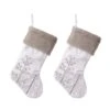 Glitzhome® 21" White Fleece Stocking With Christmas Tree & Snowflake, 2ct. 2 Glitzhome® 21" White Fleece Stocking With Christmas Tree & Snowflake, 2ct. -Christmas Designers Store D479598S 1