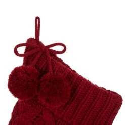 Glitzhome® 24" Red Knitted Polyester Christmas Stocking With Pom Pom, 2ct. -Christmas Designers Store D479603S 4