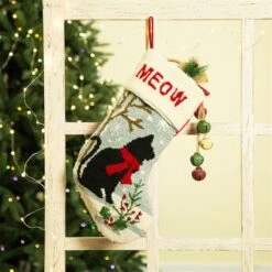Glitzhome® 20" Cat Hooked Stockings, 2ct. -Christmas Designers Store D479604S 4