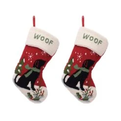 Glitzhome® 20" Dog Hooked Stockings, 2ct. -Christmas Designers Store D479607S 1 1