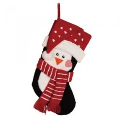 Glitzhome® 19" Penguin & Reindeer Hooked Stocking Set -Christmas Designers Store D479609S 5
