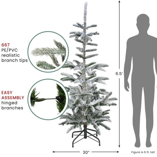 Northlight 6.5ft Unlit Slim Flocked Noble Fir Artificial Christmas Tree 11 Northlight 6.5ft Unlit Slim Flocked Noble Fir Artificial Christmas Tree - Image 9