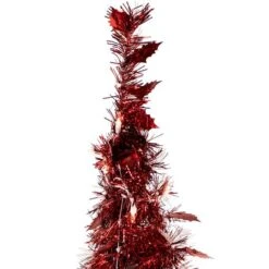 Northlight 6ft. Pre-Lit Red Tinsel Artificial Pop-Up Christmas Tree, Clear Lights -Christmas Designers Store D489968S 14