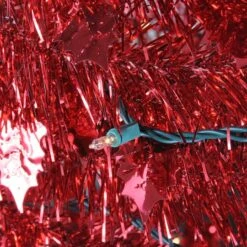 Northlight 6ft. Pre-Lit Red Tinsel Artificial Pop-Up Christmas Tree, Clear Lights -Christmas Designers Store D489968S 3