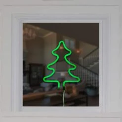 Northlight 9.5" Green Neon LED Christmas Tree Window Silhouette -Christmas Designers Store D491424S 2