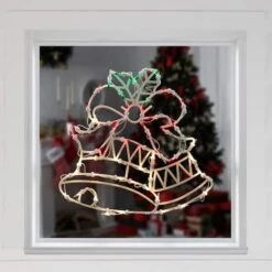 Northlight 15" Lighted Bells With Bow Christmas Window Silhouette Decoration -Christmas Designers Store D491430S 13