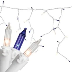 Northlight 50ct. Blue & Clear Mini Window Curtain Icicle Christmas String Lights -Christmas Designers Store D491448S 2
