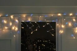 Northlight 50ct. Blue & Clear Mini Window Curtain Icicle Christmas String Lights -Christmas Designers Store D491448S 3