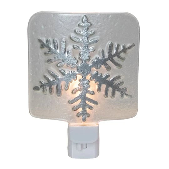 Northlight Silver Snowflake Glass Christmas Night Light 3 Northlight Silver Snowflake Glass Christmas Night Light