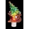 Roman 7.5" Green & Red Sleigh With Christmas Tree LED Night Light 1 Roman 7.5" Green & Red Sleigh With Christmas Tree LED Night Light -Christmas Designers Store D491469S 1