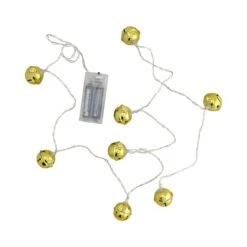Northlight 8ct. Gold LED Jingle Bell Christmas Lights -Christmas Designers Store D491475S 3