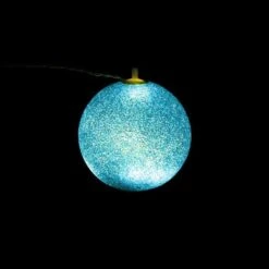 Sienna 7" Blue Shimmering Sphere Mini Ball Outdoor Decorative Patio Christmas String Lights -Christmas Designers Store D491503S 2