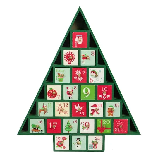 Northlight 15" Green Tree Shaped Christmas Advent Calendar Decoration 3 Northlight 15" Green Tree Shaped Christmas Advent Calendar Decoration