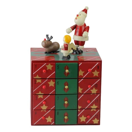 Northlight 10.5" Red & Green Elegant Advent Storage Calendar Box 3 Northlight 10.5" Red & Green Elegant Advent Storage Calendar Box