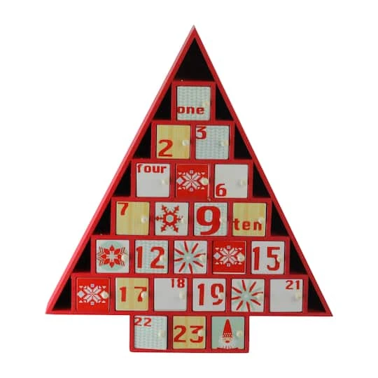 Northlight 14.5" Red Tree Shaped Christmas Advent Calendar Decoration 4 Northlight 14.5" Red Tree Shaped Christmas Advent Calendar Decoration - Image 2