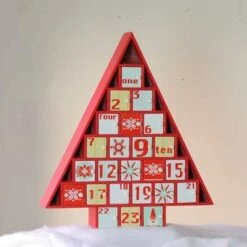 Northlight 14.5" Red Tree Shaped Christmas Advent Calendar Decoration 8 Northlight 14.5" Red Tree Shaped Christmas Advent Calendar Decoration -Christmas Designers Store D491521S 2