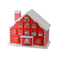 Northlight 10.25" Red & White Advent House With Chimney Storage Box 9 Northlight 10.25" Red & White Advent House With Chimney Storage Box -Christmas Designers Store D491523S 2