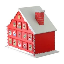 Northlight 10.25" Red & White Advent House With Chimney Storage Box 10 Northlight 10.25" Red & White Advent House With Chimney Storage Box -Christmas Designers Store D491523S 3