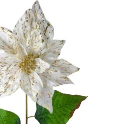 Northlight White & Gold Christmas Poinsettia Stem -Christmas Designers Store D491557S 3