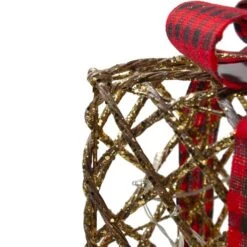 Northlight LED Rustic Rattan Christmas Gift Boxes With Pinecones Set -Christmas Designers Store D491560S 3