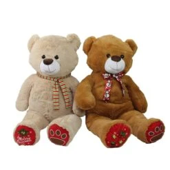 Northlight 40" Brown & Beige Plush Christmas Stuffed Bear Set