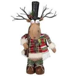 Northlight 20" Standing Christmas Moose Figure With LED Antlers Tabletop Décor