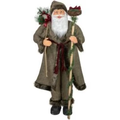 Northlight 4ft. Olive Green & Burgundy Red Standing Santa Claus With Gift Bag Christmas Figure -Christmas Designers Store D491585S 11