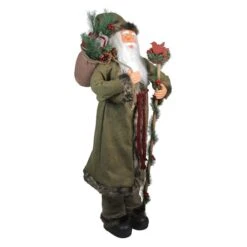 Northlight 4ft. Olive Green & Burgundy Red Standing Santa Claus With Gift Bag Christmas Figure -Christmas Designers Store D491585S 2