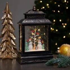 Northlight 12" Musical Lighted Black Christmas Snow Globe Lantern With Snowmen 10 Northlight 12" Musical Lighted Black Christmas Snow Globe Lantern With Snowmen -Christmas Designers Store D491592S 2