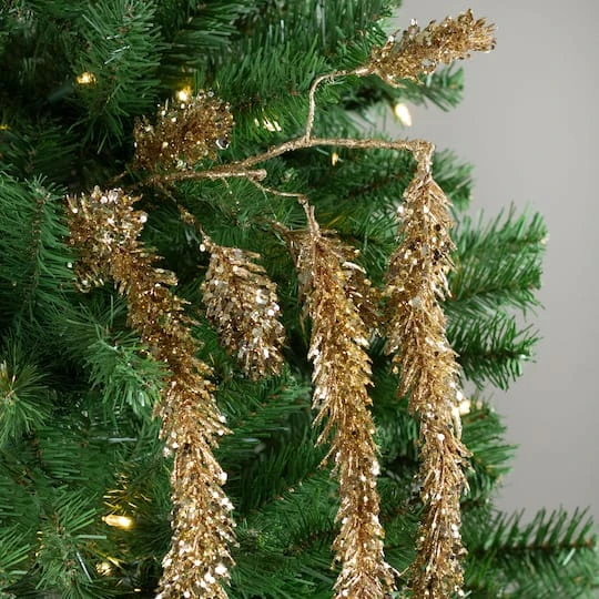 Northlight Gold Glittered Pine Hanging Christmas Spray 5 Northlight Gold Glittered Pine Hanging Christmas Spray - Image 3