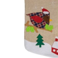 Northlight 19" Let It Snow Bird Burlap Christmas Stocking -Christmas Designers Store D491604S 3