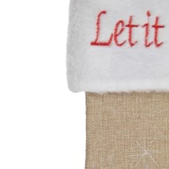 Northlight 19" Let It Snow Bird Burlap Christmas Stocking -Christmas Designers Store D491604S 4