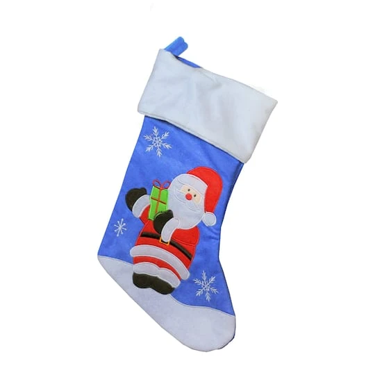 Northlight 15" Blue & Red Santa Claus Christmas Stocking 4 Northlight 15" Blue & Red Santa Claus Christmas Stocking - Image 2