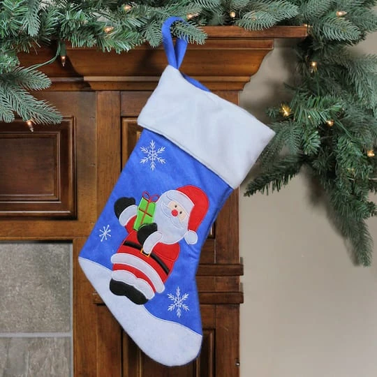 Northlight 15" Blue & Red Santa Claus Christmas Stocking 5 Northlight 15" Blue & Red Santa Claus Christmas Stocking - Image 3