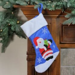 Northlight 15" Blue & Red Santa Claus Christmas Stocking 9 Northlight 15" Blue & Red Santa Claus Christmas Stocking -Christmas Designers Store D491605S 3