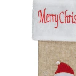 Northlight 19" Beige & Red Burlap Santa Christmas Stocking 11 Northlight 19" Beige & Red Burlap Santa Christmas Stocking -Christmas Designers Store D491606S 4