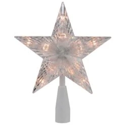 Northlight 7.5" Clear & White 5-Point Star Tree Topper -Christmas Designers Store D491633S 11