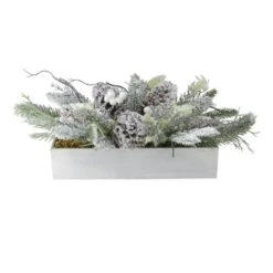 Northlight 19.5" White & Green Berries With Foliage Tabletop Décor