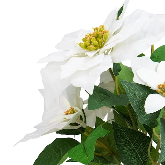 Northlight 14.5" Potted White Artificial Christmas Poinsettia Flower Plant 6 Northlight 14.5" Potted White Artificial Christmas Poinsettia Flower Plant - Image 4