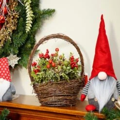 Northlight 12" Red & Green Pine Cones & Berries Tabletop Decoration -Christmas Designers Store D491642S 3