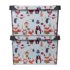 Simplify Woodland Winter Storage Tote Bin 14 Simplify Woodland Winter Storage Tote Bin -Christmas Designers Store D492889S 14