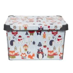 Simplify Woodland Winter Storage Tote Bin 16 Simplify Woodland Winter Storage Tote Bin -Christmas Designers Store D492889S 16