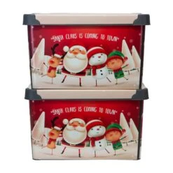 Simplify Santa Clause Is Coming To Town Storage Tote Bin -Christmas Designers Store D492891S 13