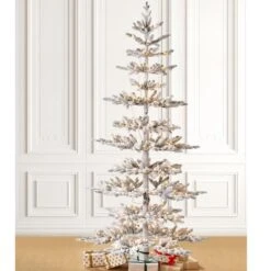 7ft. Pre-Lit Deluxe Flocked Pine Artificial Christmas Tree, Warm White LED Lights -Christmas Designers Store D494331S 2