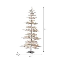 7ft. Pre-Lit Deluxe Flocked Pine Artificial Christmas Tree, Warm White LED Lights -Christmas Designers Store D494331S 6