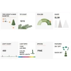 7ft. Pre-Lit Deluxe Flocked Pine Artificial Christmas Tree, Warm White LED Lights -Christmas Designers Store D494331S 8